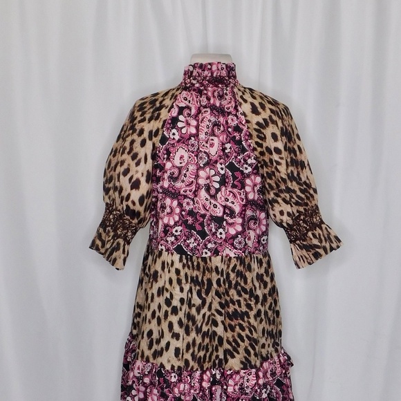 FIGUE Halima Dress Floral Paisley Blackberry Leopard Dress Purple Boho Small - Picture 10 of 14